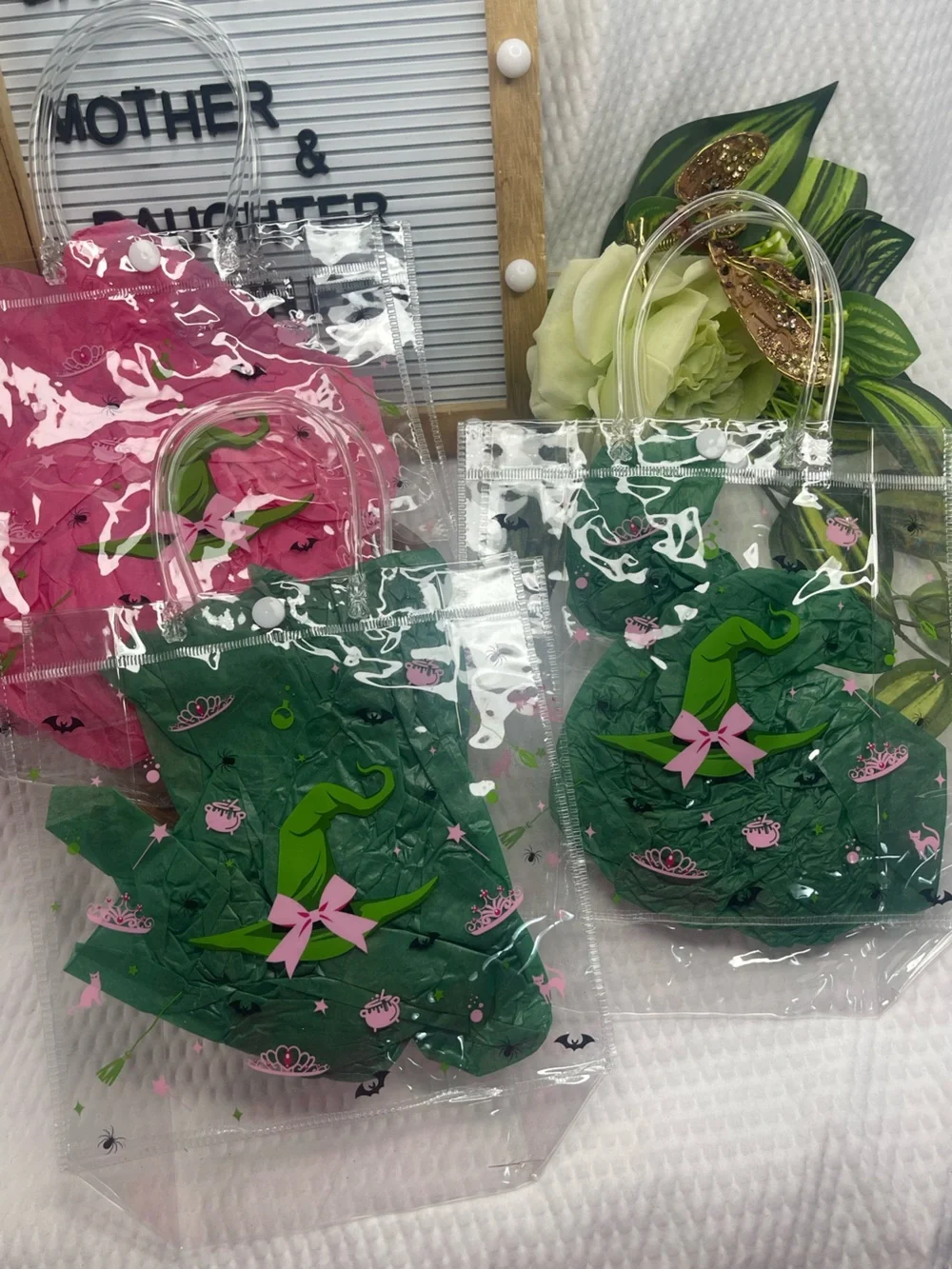 Clear PVC Gift Bag Purse Party Favor Tote Transparent Plastic 8” x 8” Lot of 3